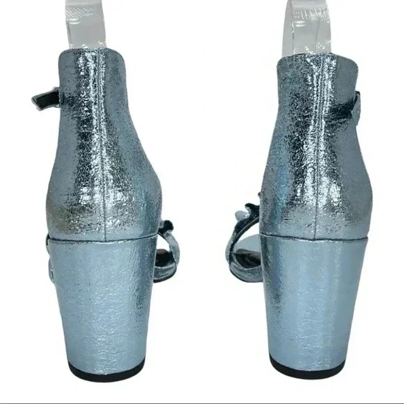 Kenneth Cole Reaction Rise Ruffle Metallic Storm Womens Heels Size 8M - Picture 6 of 16